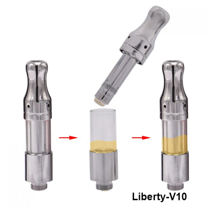 liberty v10 cartridge, v10 cartridge, cbd cartridge, top airflow, cbd tank, cbd vape pen, cbd atomizer