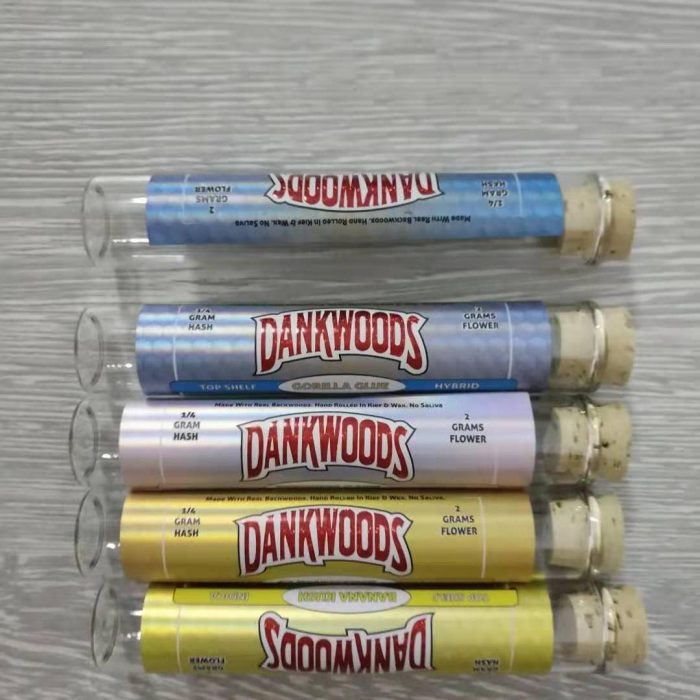 Dankwoods Flat glass cork bottle with stickers