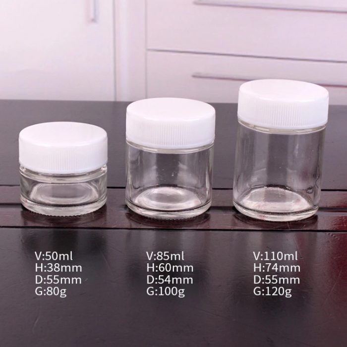 5ml 6ml 9ml Clear Glass Jars , Plastic Lids Glass Concentrate Container Dab Jar - Image 4