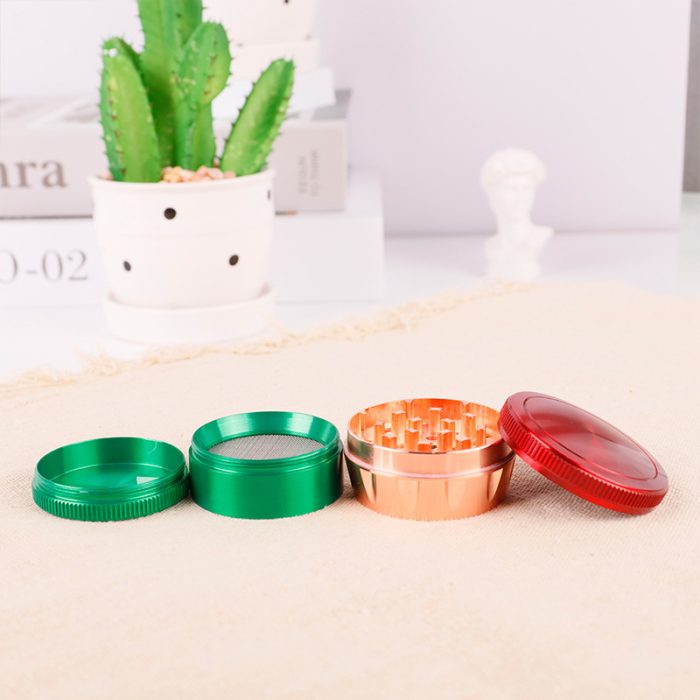 Wine Glass Contrast Color 50mm 4 Layer Zinc Alloy Grinder - Image 3