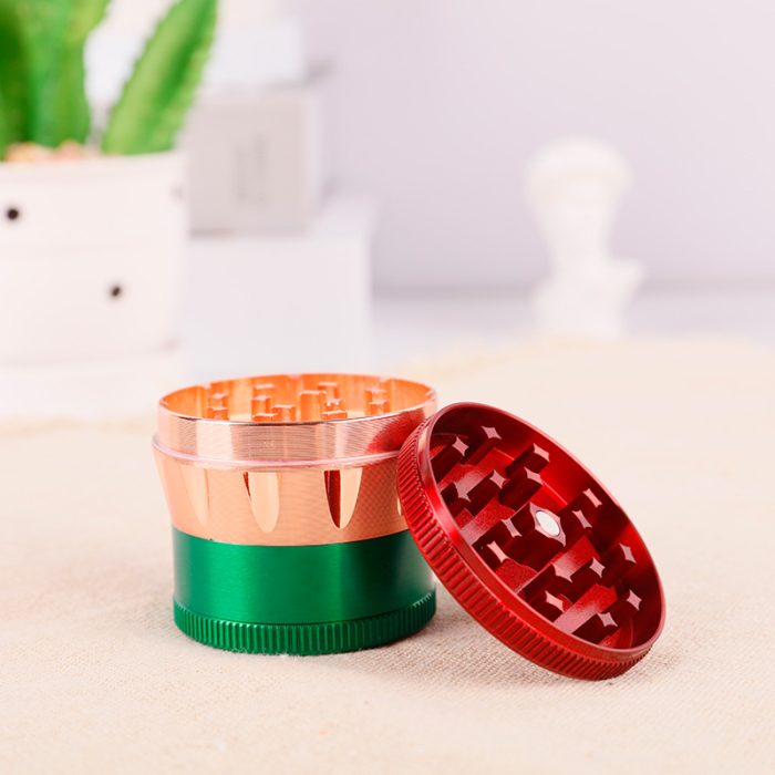Wine Glass Contrast Color 50mm 4 Layer Zinc Alloy Grinder - Image 7