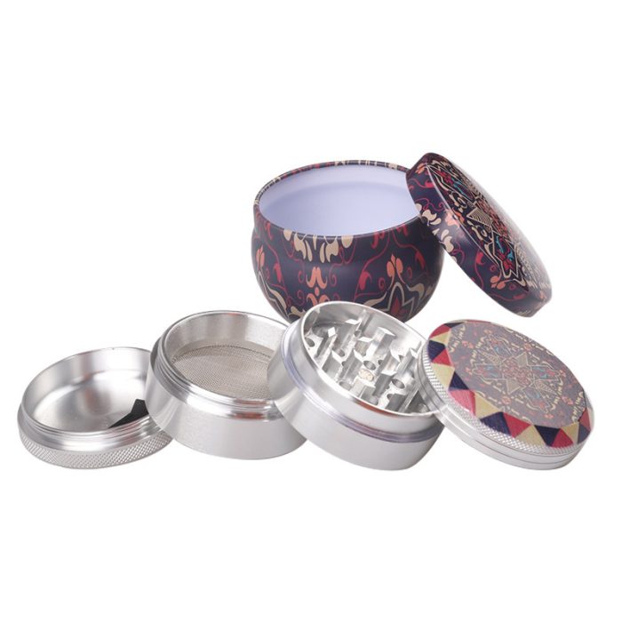Drum-shaped aluminum alloy kaleidoscope 50mm four-layer water chestnut grinder
