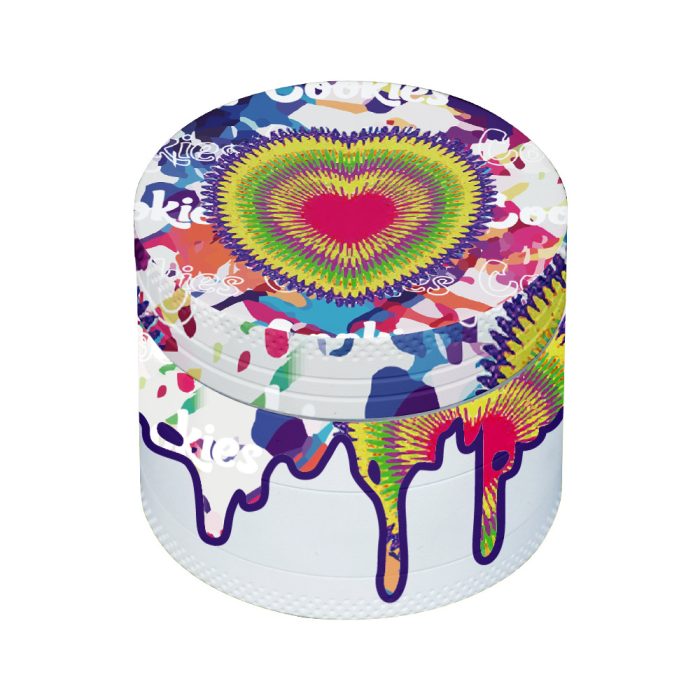Cookies Color Printing Graffiti 4 Layers 50mm Zinc Alloy Droplet Herb Grinder - Image 3
