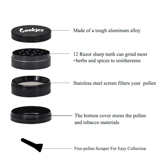 Cookies 50mm four-layer grinder Zinc alloy metal smoke grinder - Image 5