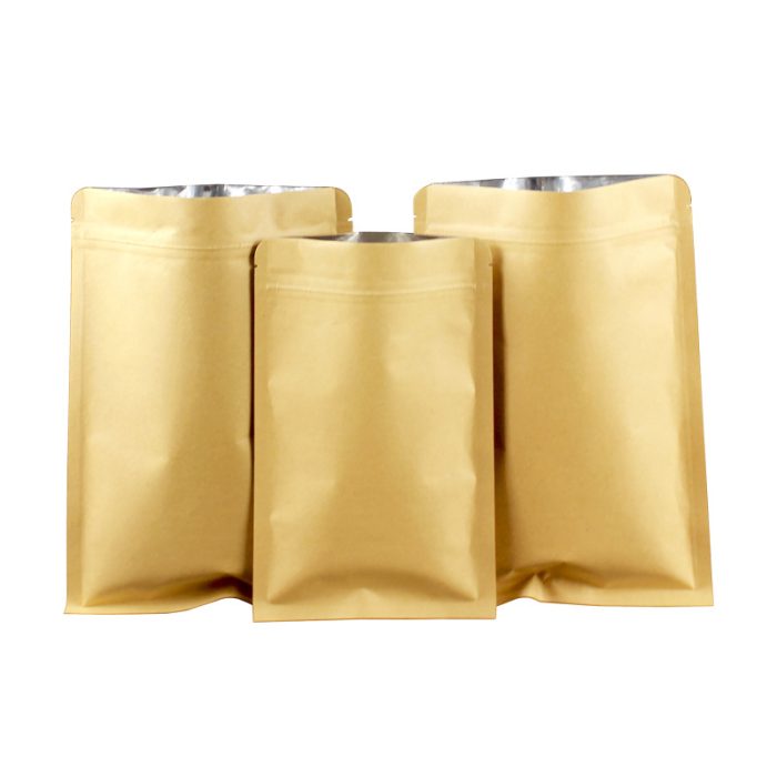 100pcs resealable kraft brown flat bottom packaging bags - Image 4