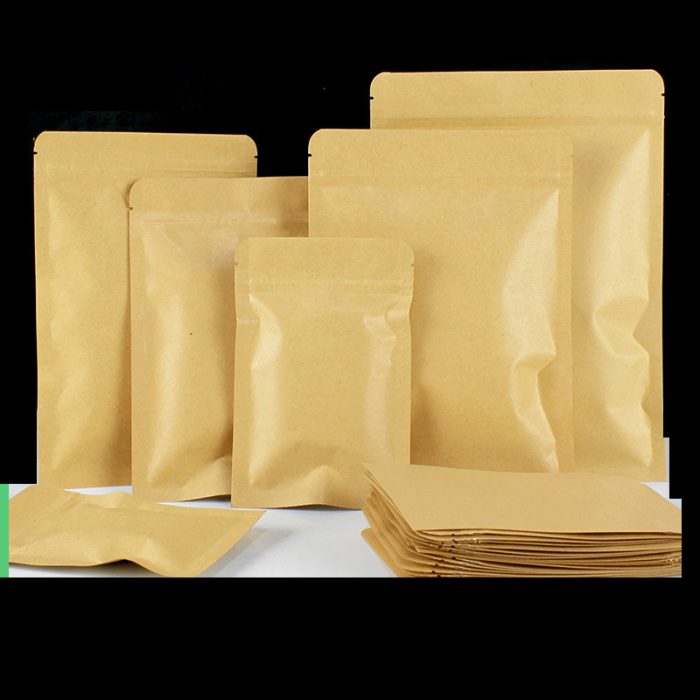 100pcs resealable kraft brown flat bottom packaging bags - Image 3