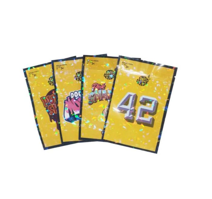 Zip Lock Bag 42 double purple sherb pink snapple Holographic Smell Proof Plastic Mylar Edibles Packing bag