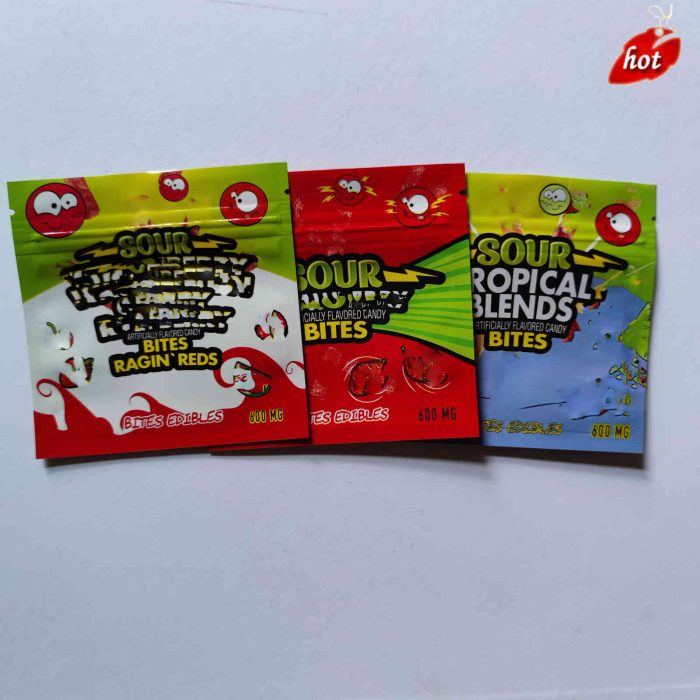 EMPTY packaging bags Sour Tropical Blend Candy Gummy Bites Edibles Gummies mylar bag