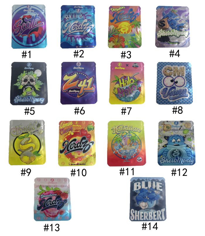 Pouch Mylar Bag 3.5G tropical halo lemon hawaiian blue sherbert Mixed sugar Packaging Bags Plastic Edibles sour candy package - Image 5