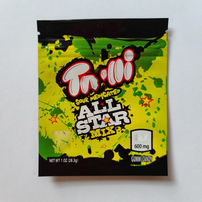 Sour candy gummy medicated mylar bag