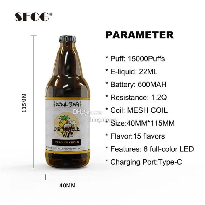 in stock SFOG SOUL BAR 15000 puff Disposable Vape