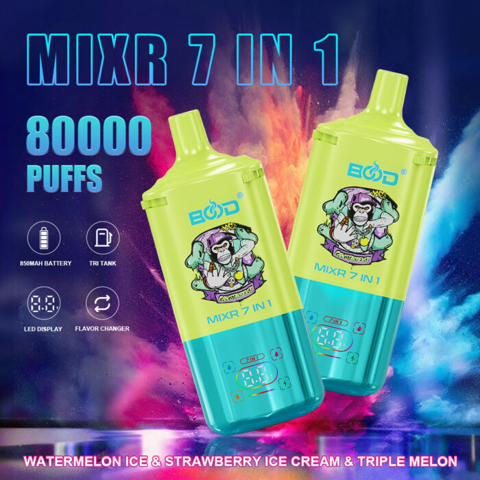 Bood mixr 7 in 1 flavors 80k puff disposable vape